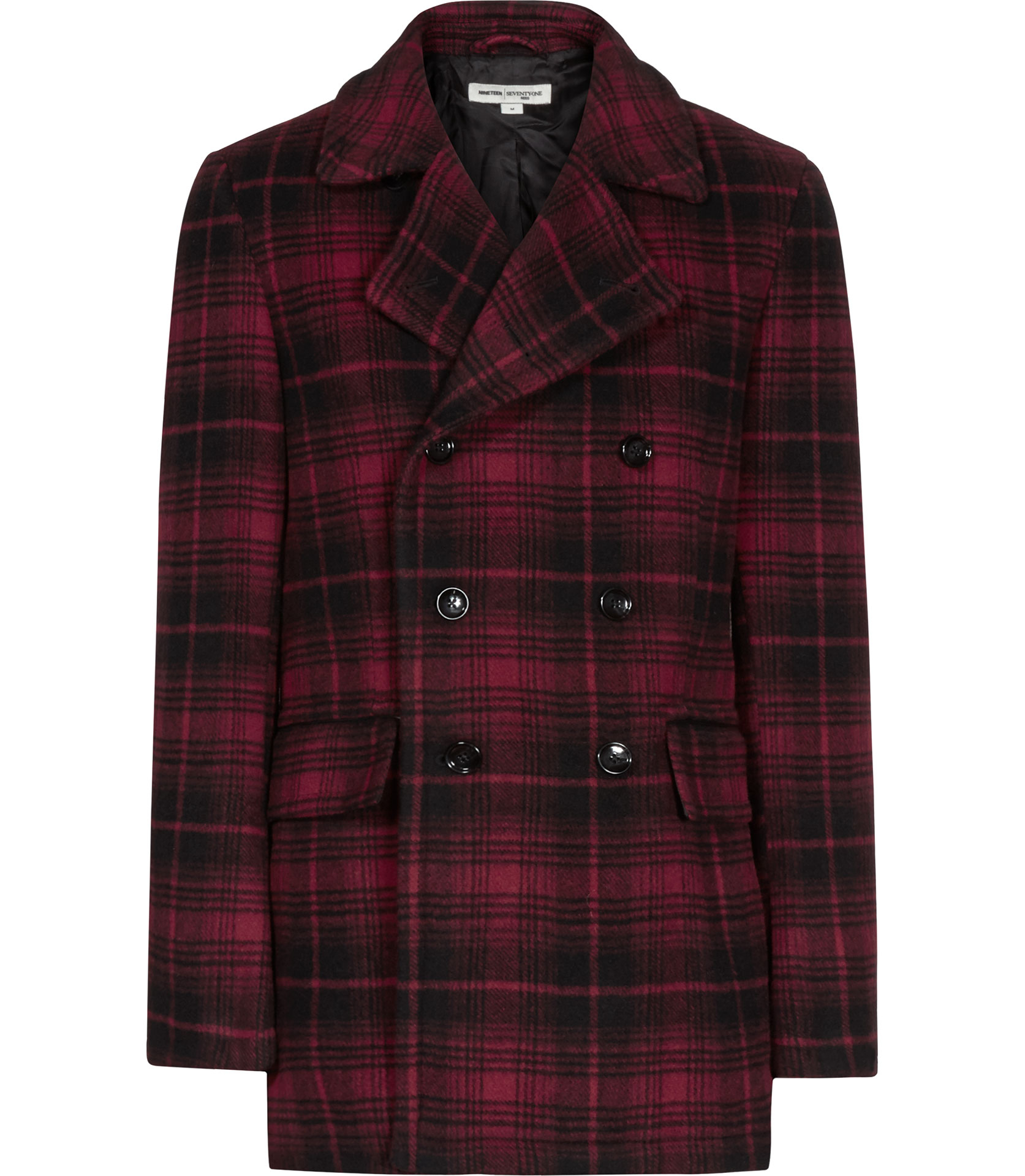 Lyst Reiss Redwood Check Pea Coat in Red for Men