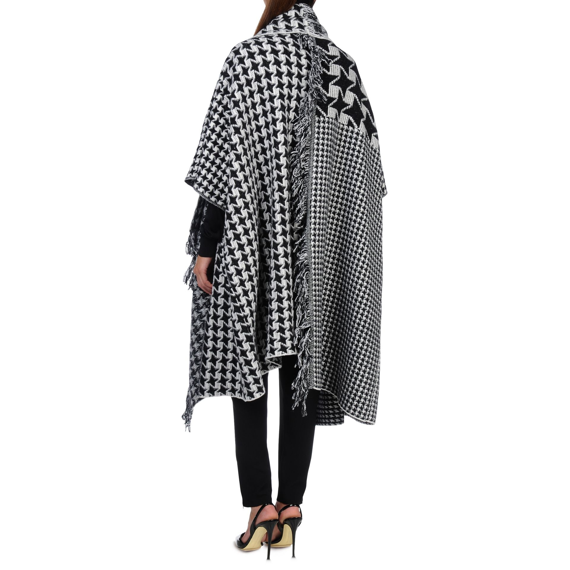 Lyst Stella mccartney Dogtooth Blanket Cape in Black