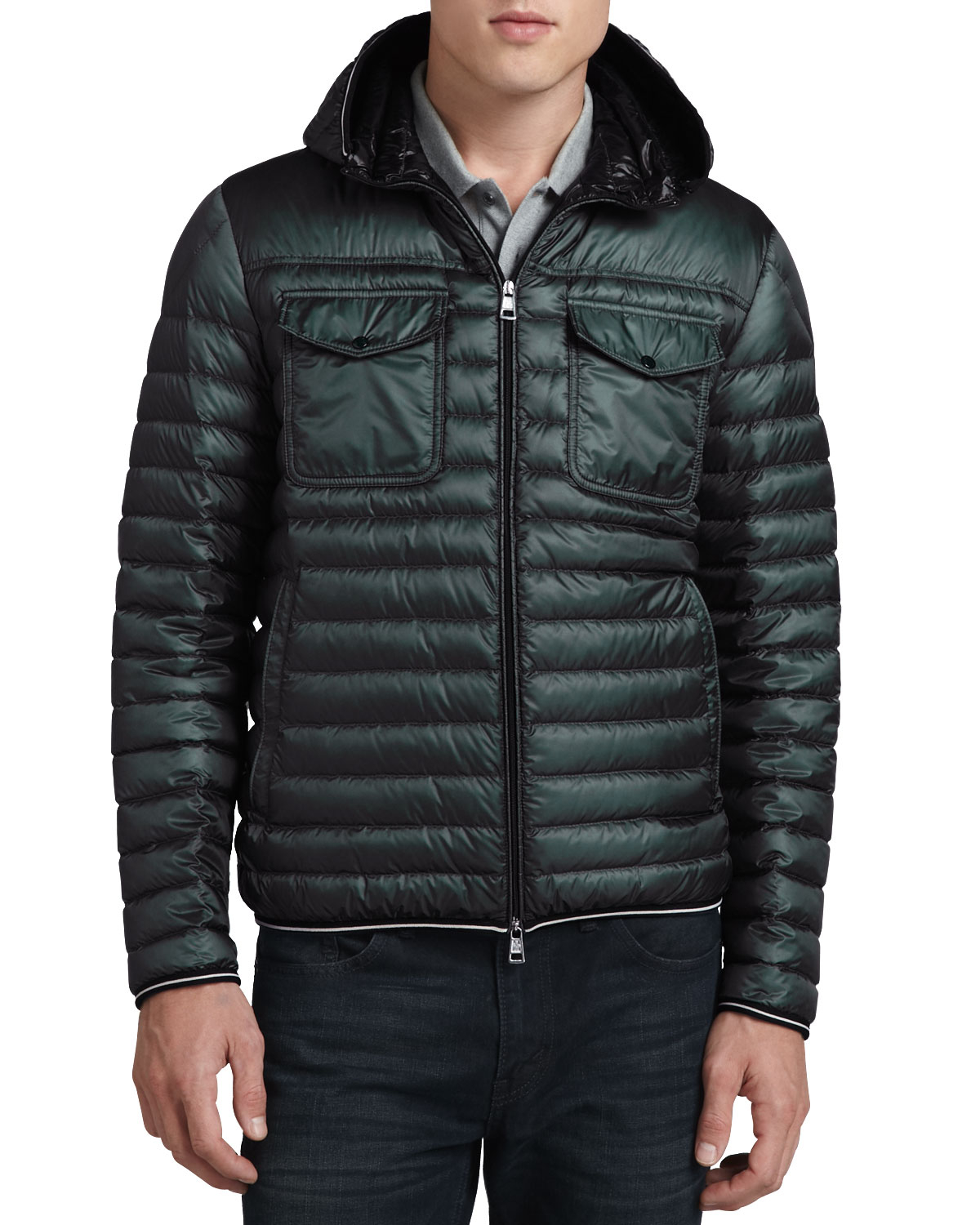 Moncler Light Weight Hooded Puffer Jacket Olive in Green for Men | Lyst