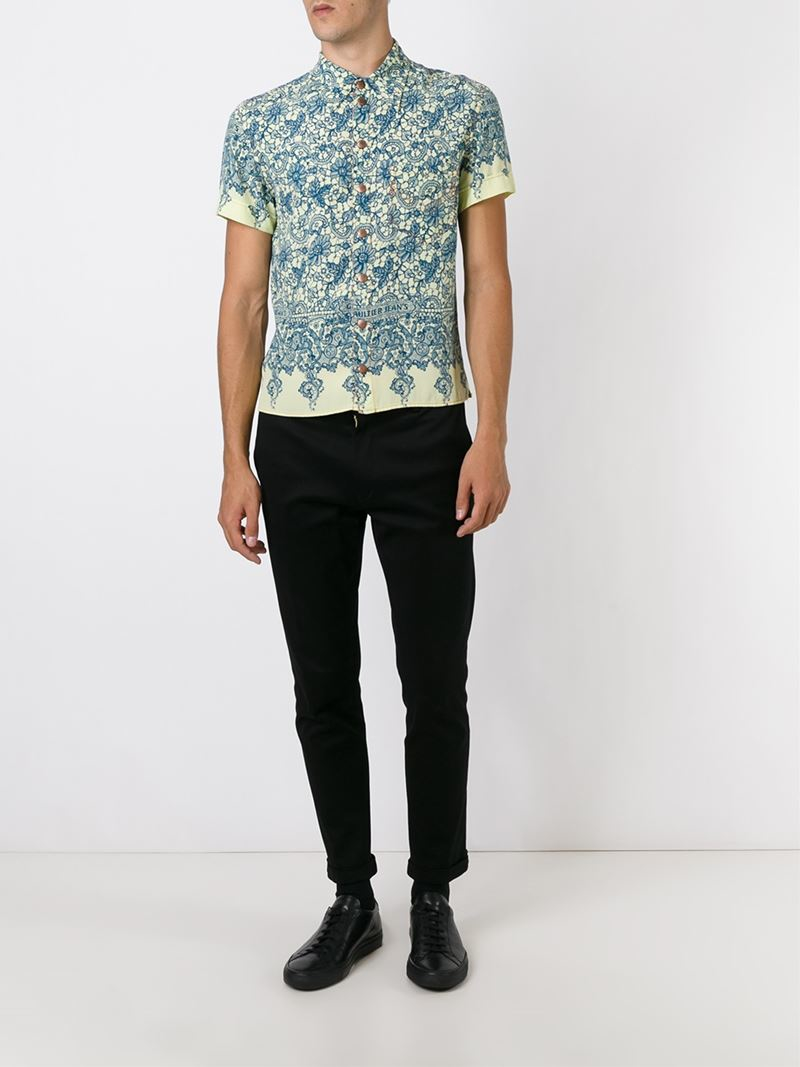 Jean Paul Gaultier Floral Lace Print Shirt in Blue for Men - Lyst