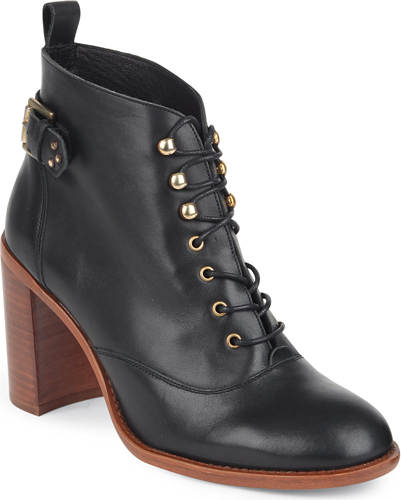 Kg by kurt geiger Sweet Heeled Leather Ankle Boots in Black | Lyst