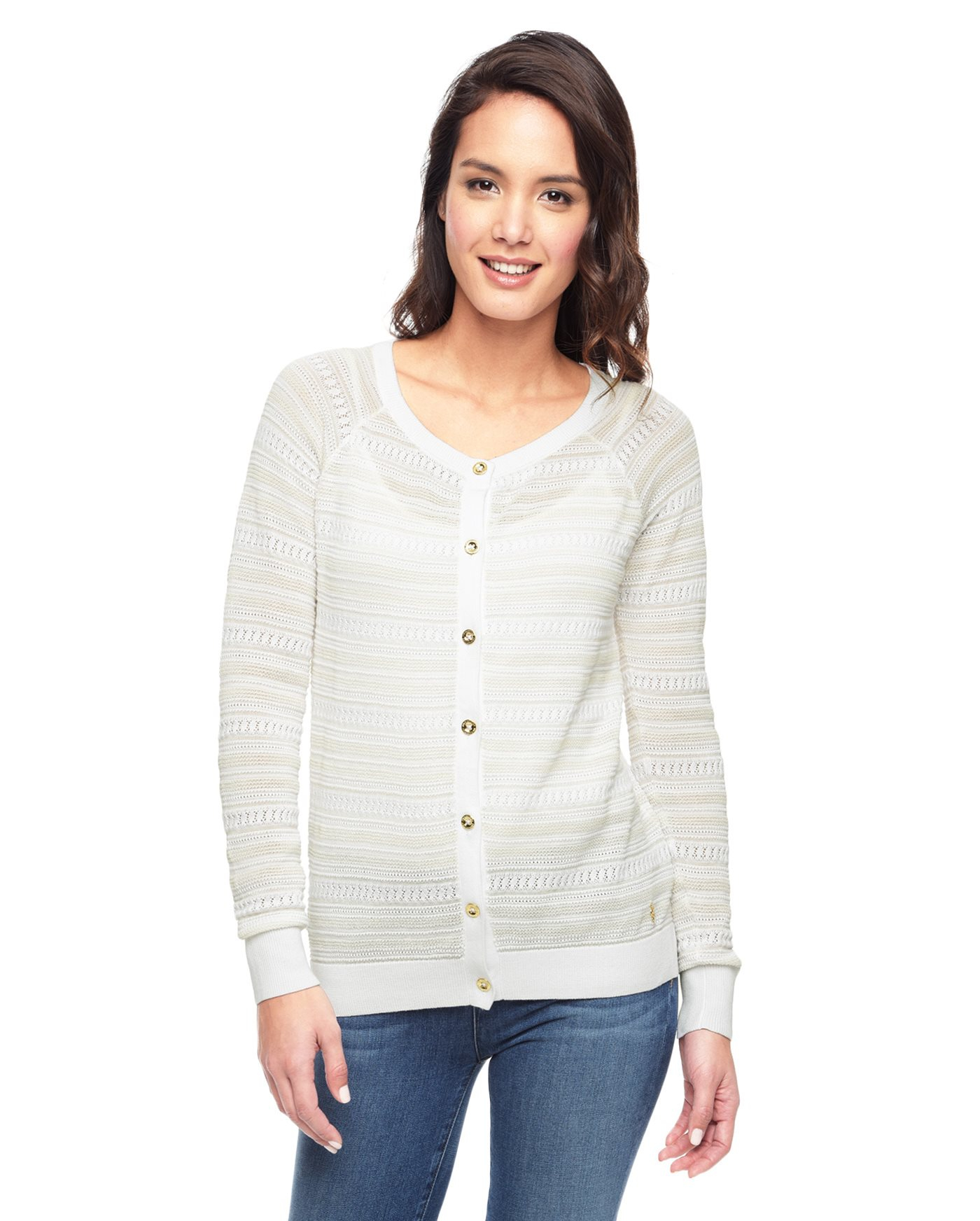 Juicy couture Light Pointelle Cardigan in White | Lyst