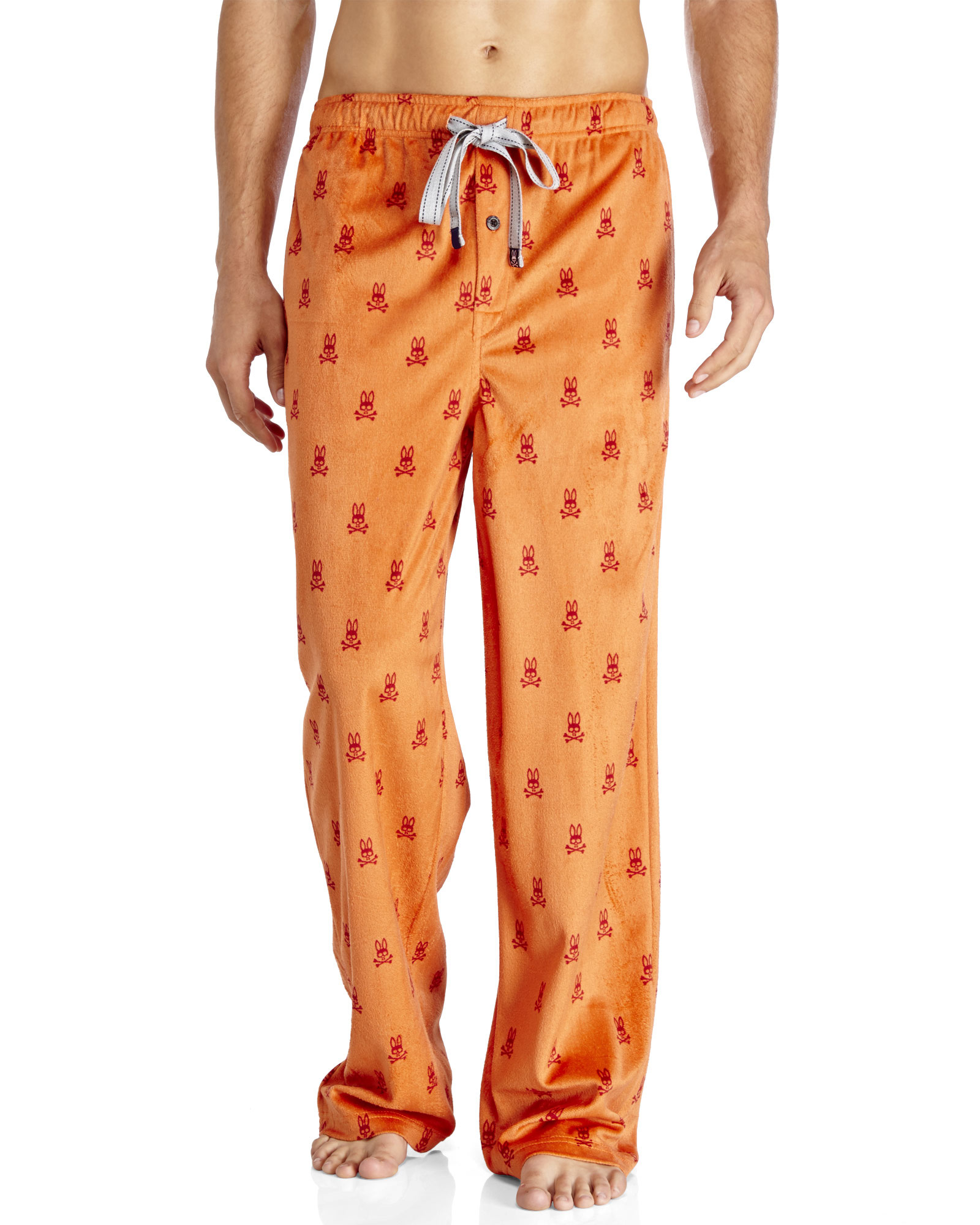 Lyst - Psycho Bunny Logo Velour Pajama Pants in Orange for Men