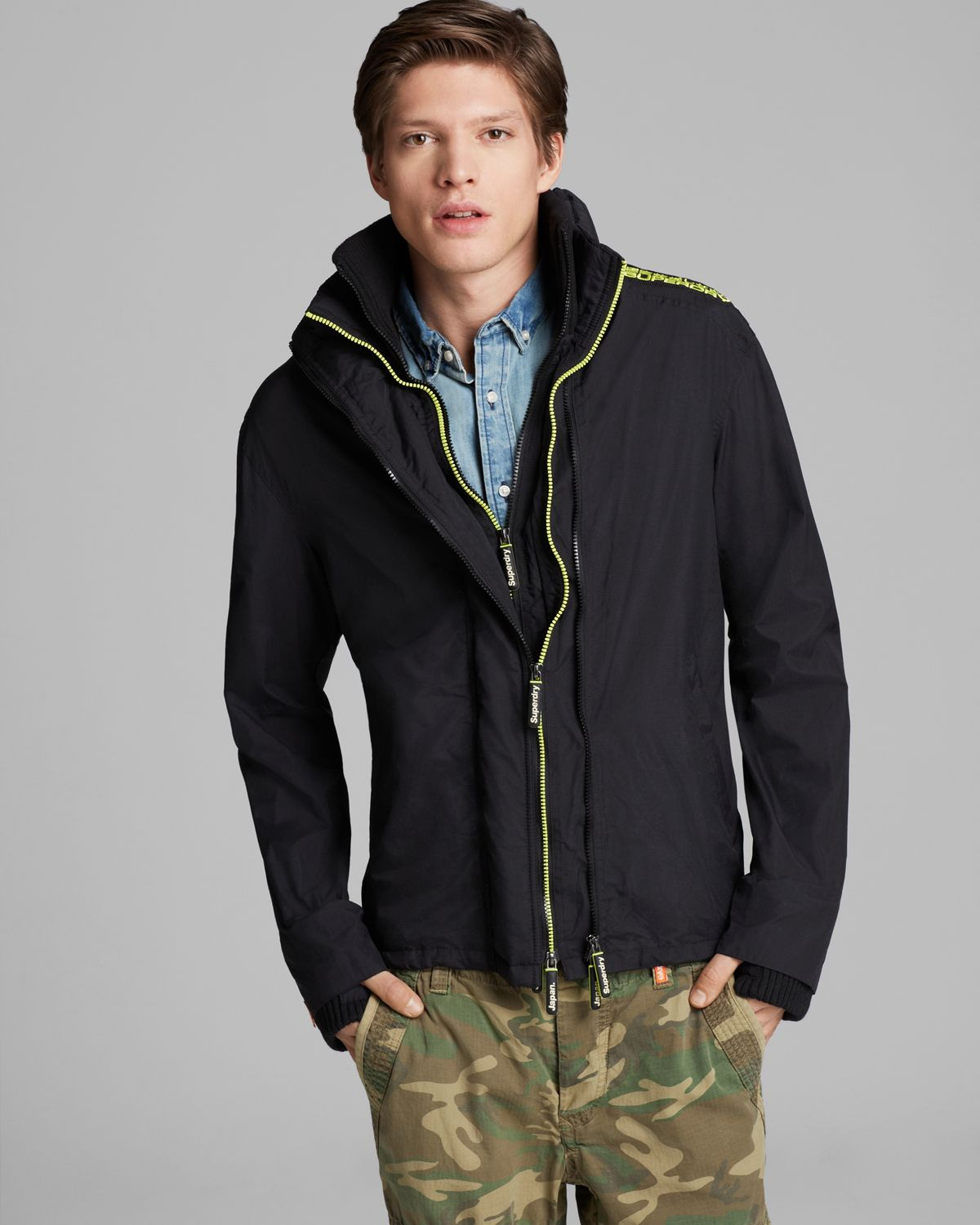 Lyst Superdry Technical Popzip Windcheater Jacket in Black for Men