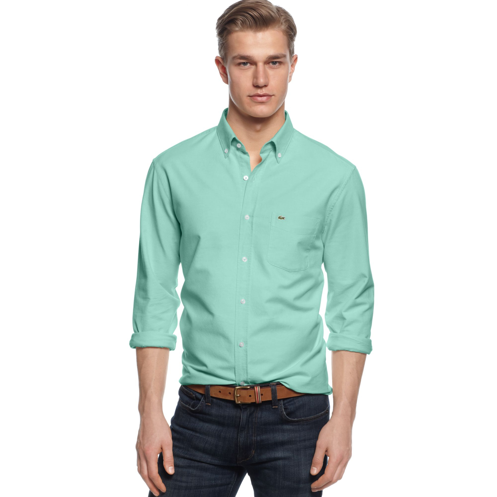 Download Lyst - Lacoste Long Sleeve Button Down Oxford Shirt in ...