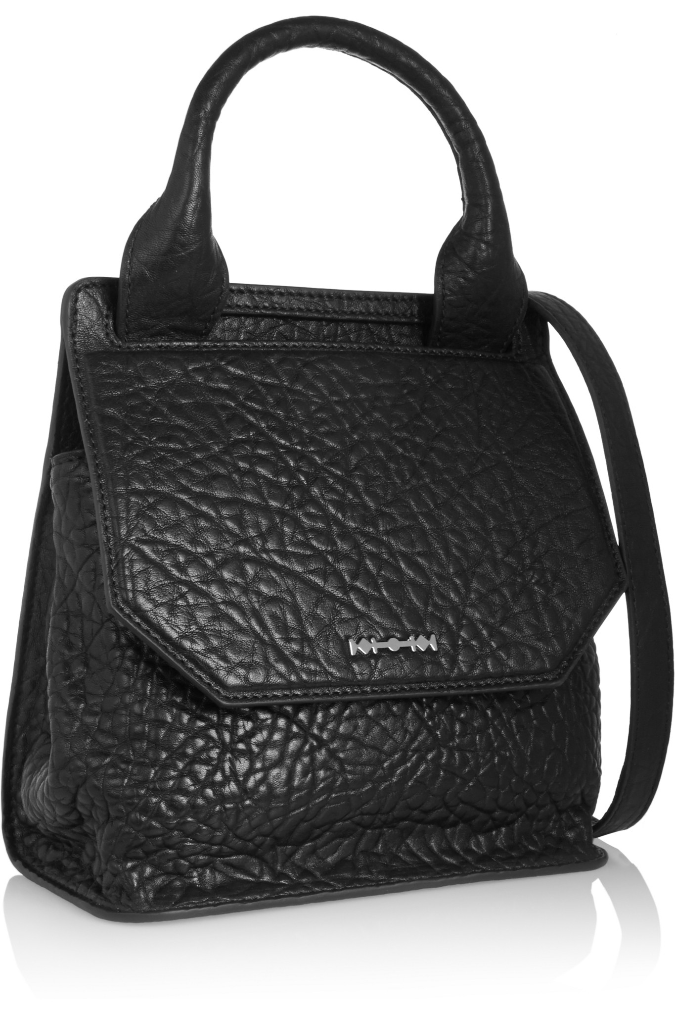 Mcq Ruin Mini Textured-leather Shoulder Bag in Black | Lyst