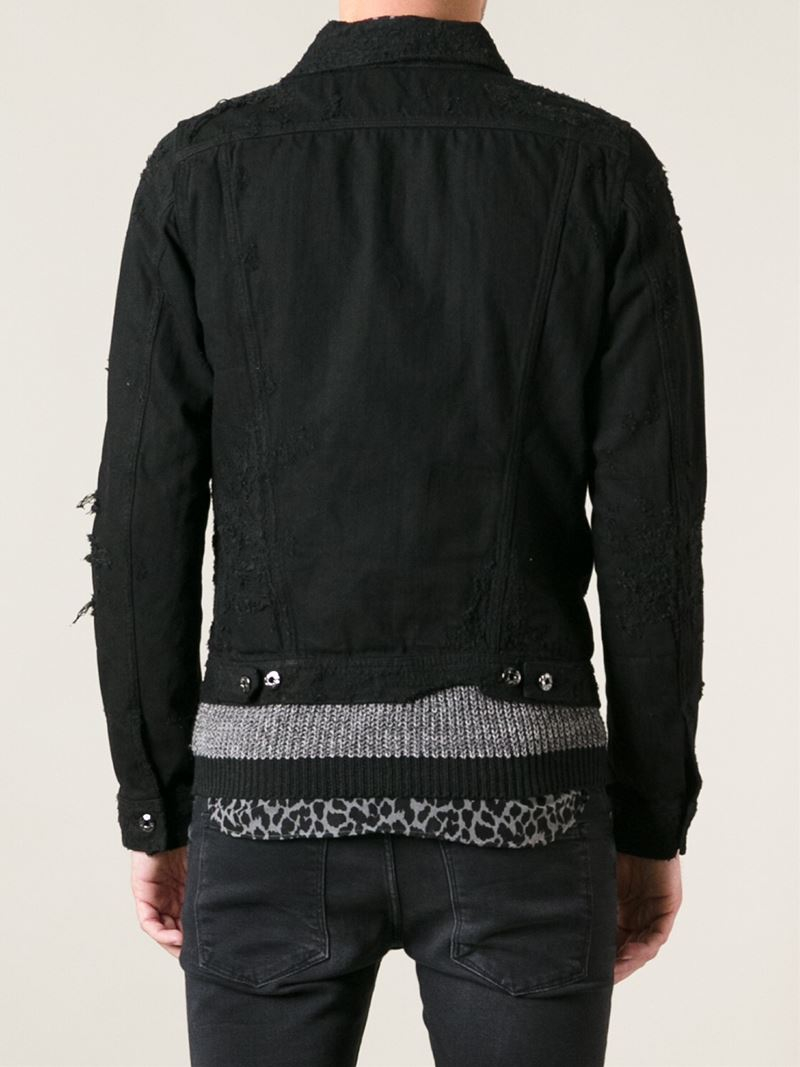 Lyst Diesel Distressed Denim Jacket in Black for Men