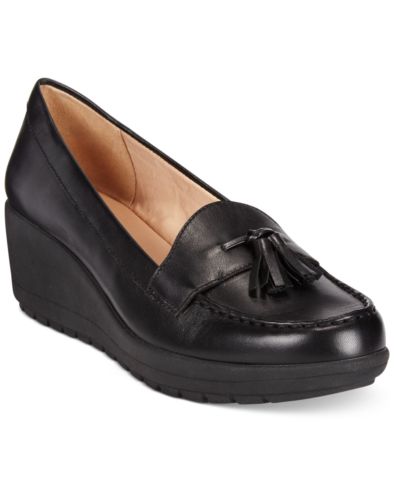 women's black platform loafers