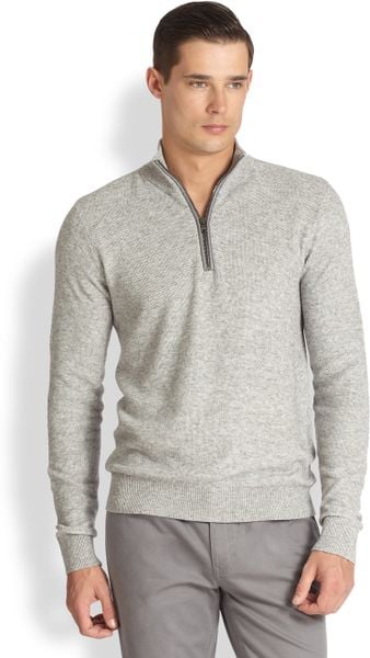 Michael Kors Leather Trimmed Sweater in Gray for Men (GREY) | Lyst