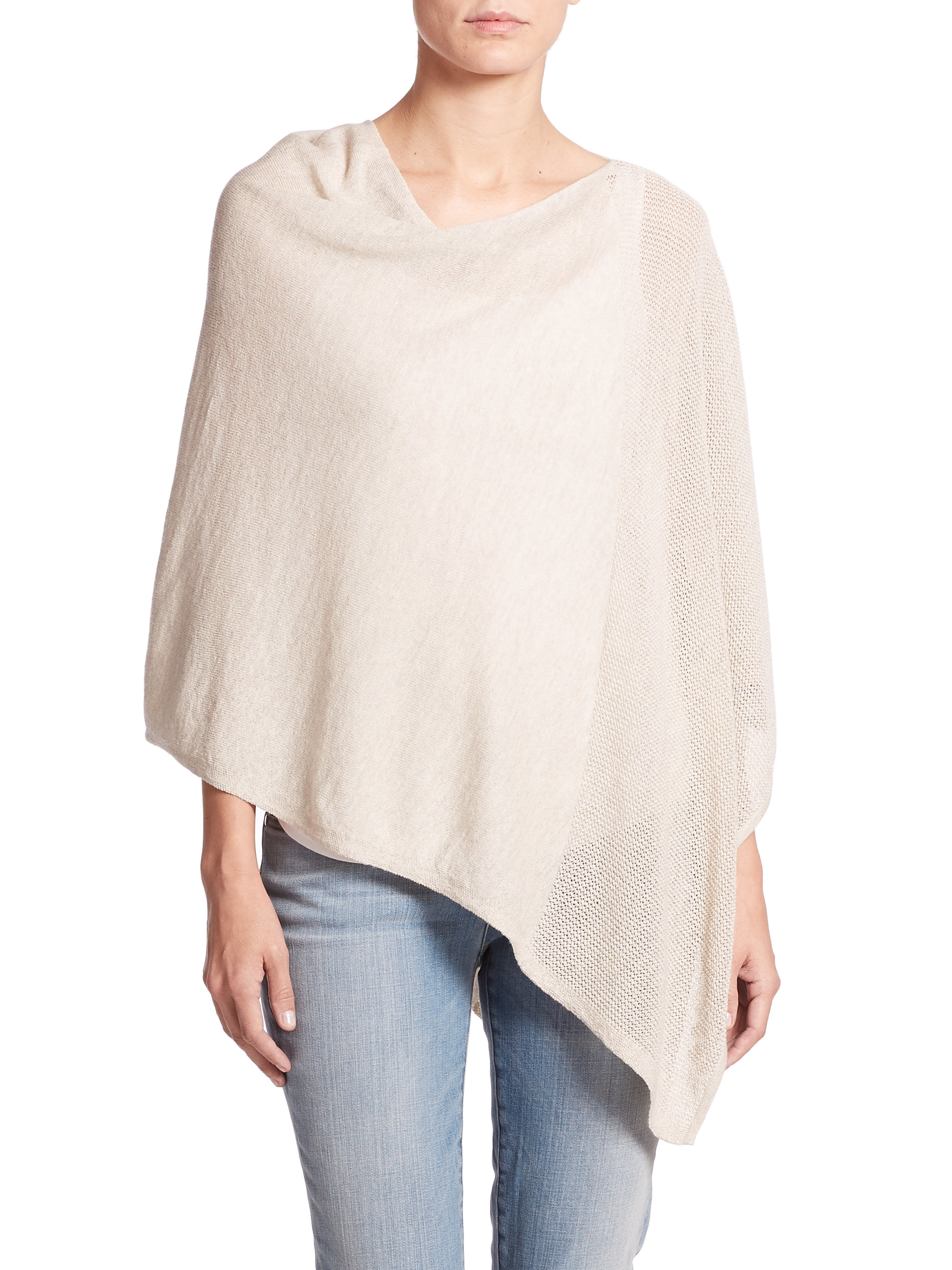 Lyst - Eileen Fisher Asymmetrical Wool Poncho in Natural