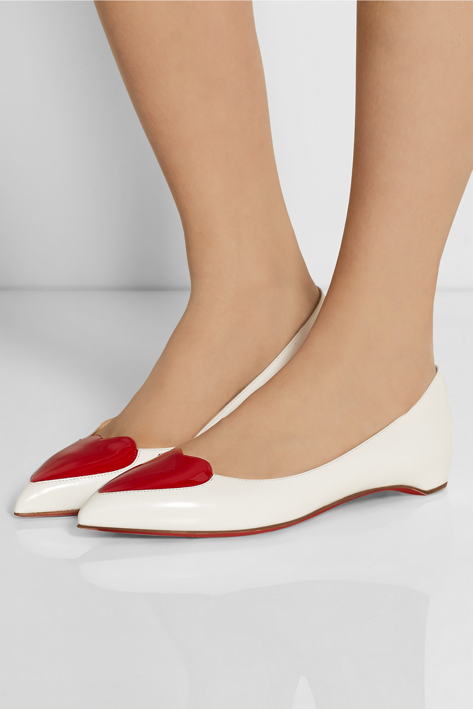 Lyst Christian Louboutin Corafront Patent Leather Point Toe Flats In White 6958