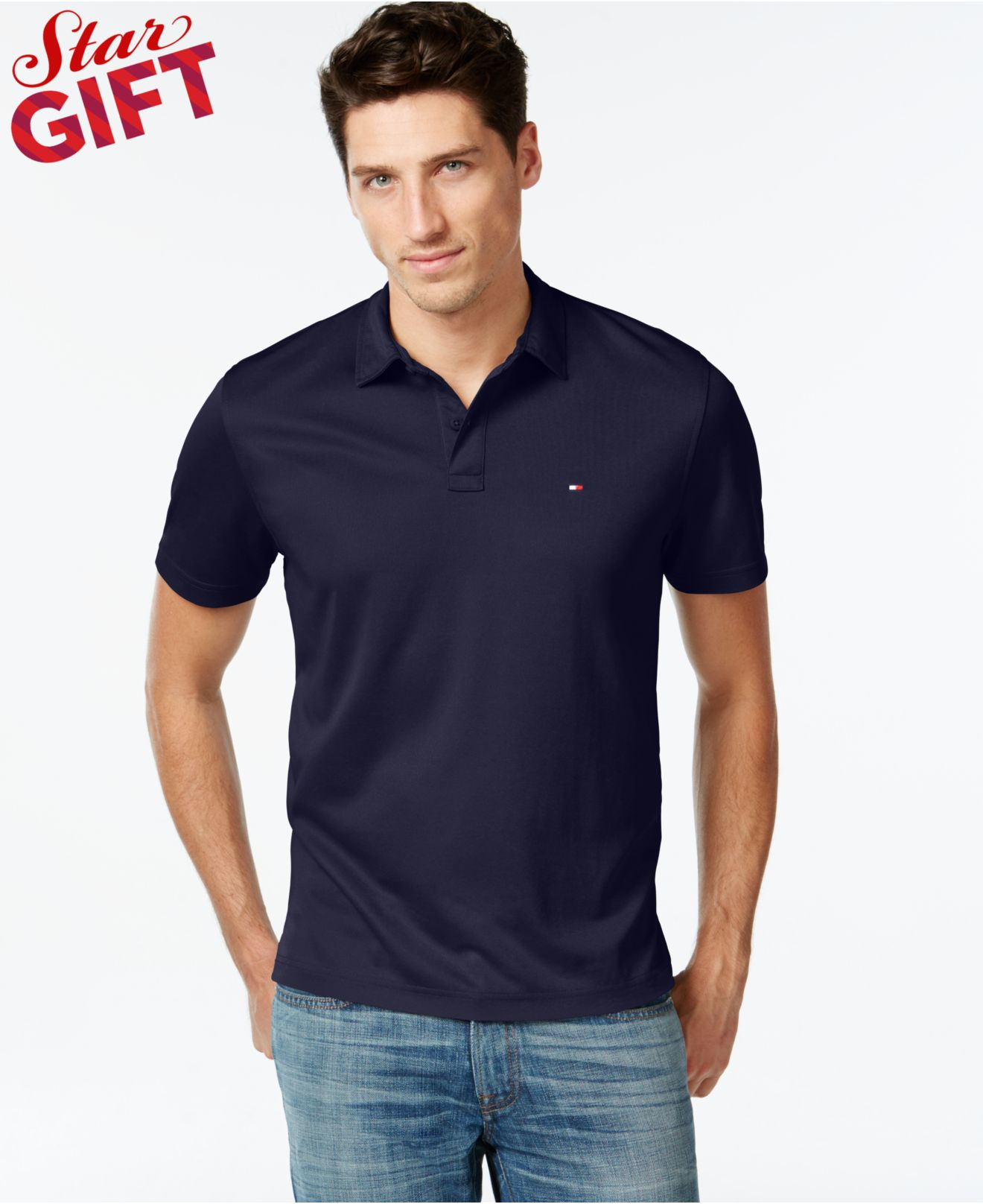 Tommy hilfiger Kansas Solid Performance Polo in Blue for Men | Lyst