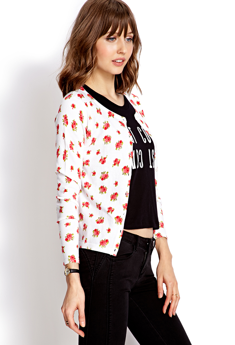 Lyst Forever  21  Darling Floral Cardigan  in Red 