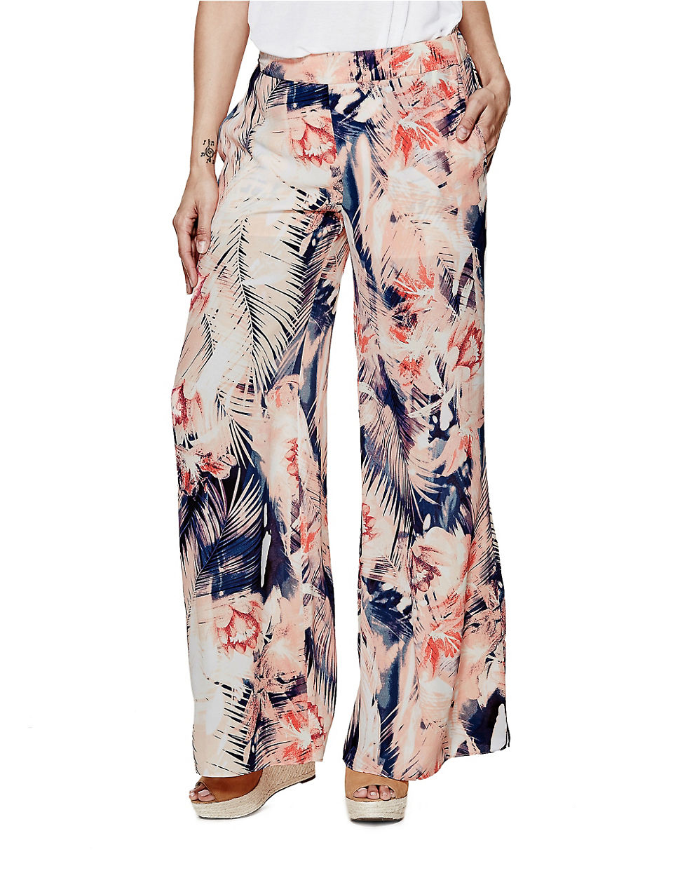 Lyst - Guess Printed Palazzo Pants