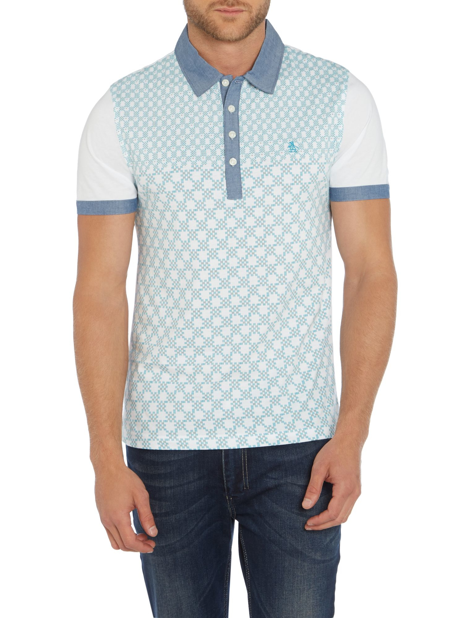 lyst original penguin checker front regular fit polo shirt in green for lyst original penguin checker front regular fit polo shirt in green for
