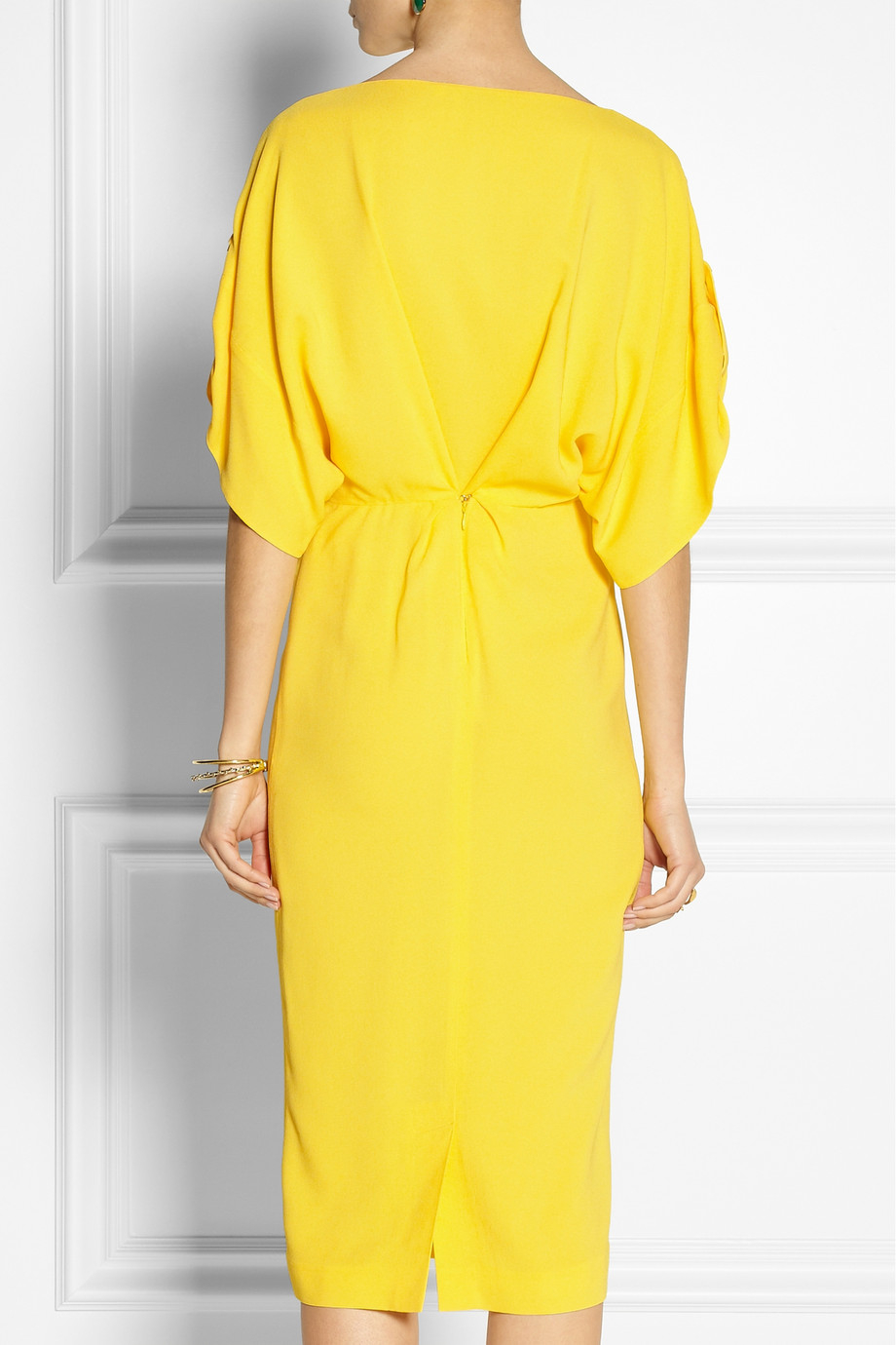 Vionnet Stretch Crepe Dress in Yellow | Lyst