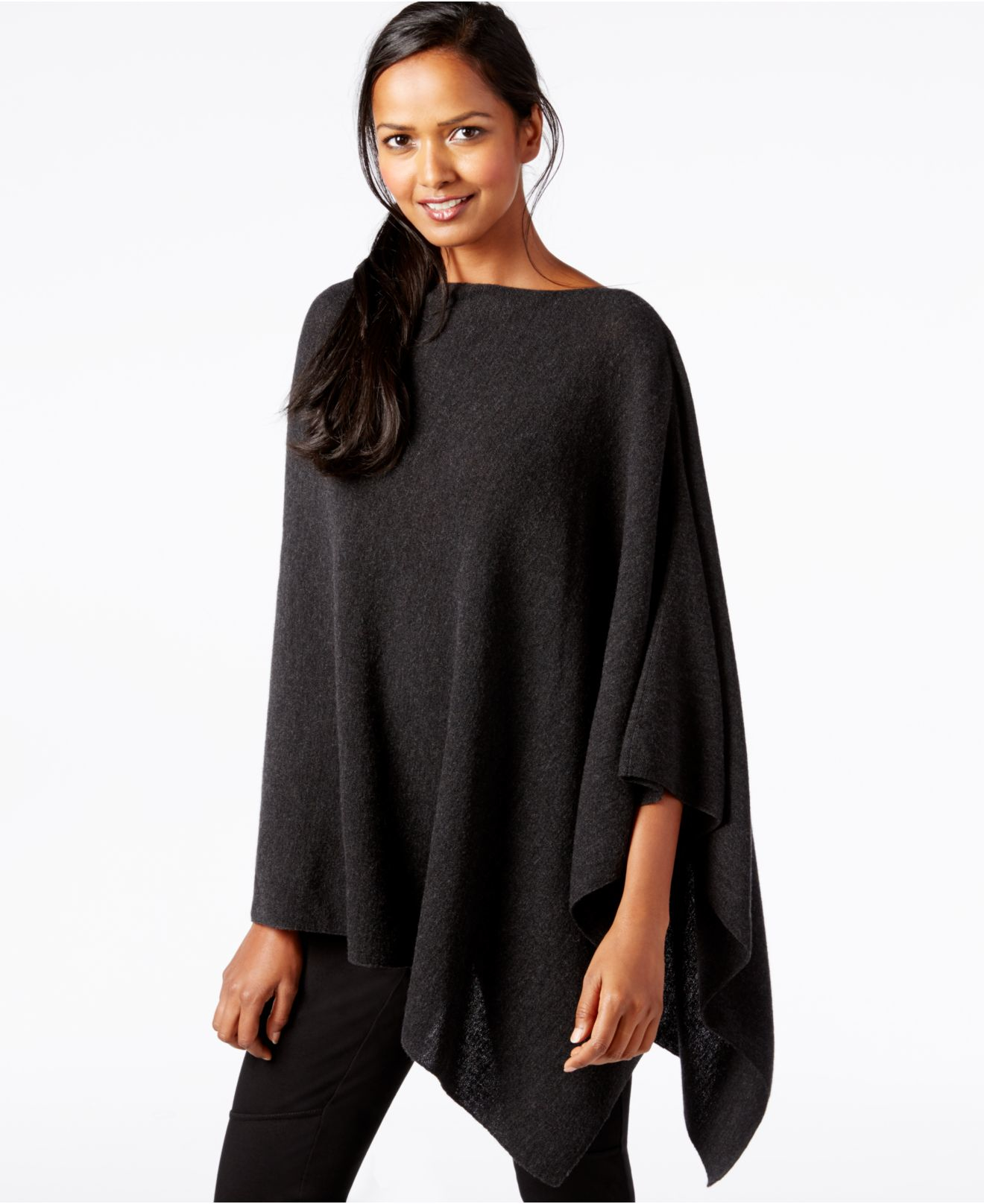Lyst - Eileen Fisher Draped Boat-neck Poncho in Gray