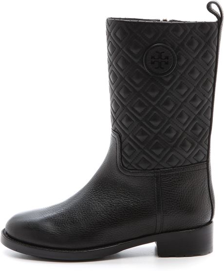 Tory Burch Marion Quilted Booties Black in Black | Lyst