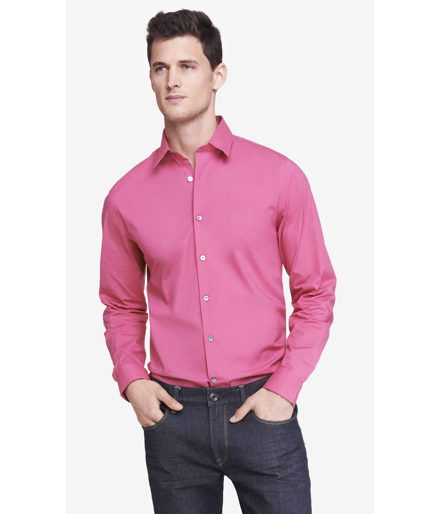 Express Fitted 1Mx Stretch Cotton Shirt in Purple for Men (ROYAL BERRY ...