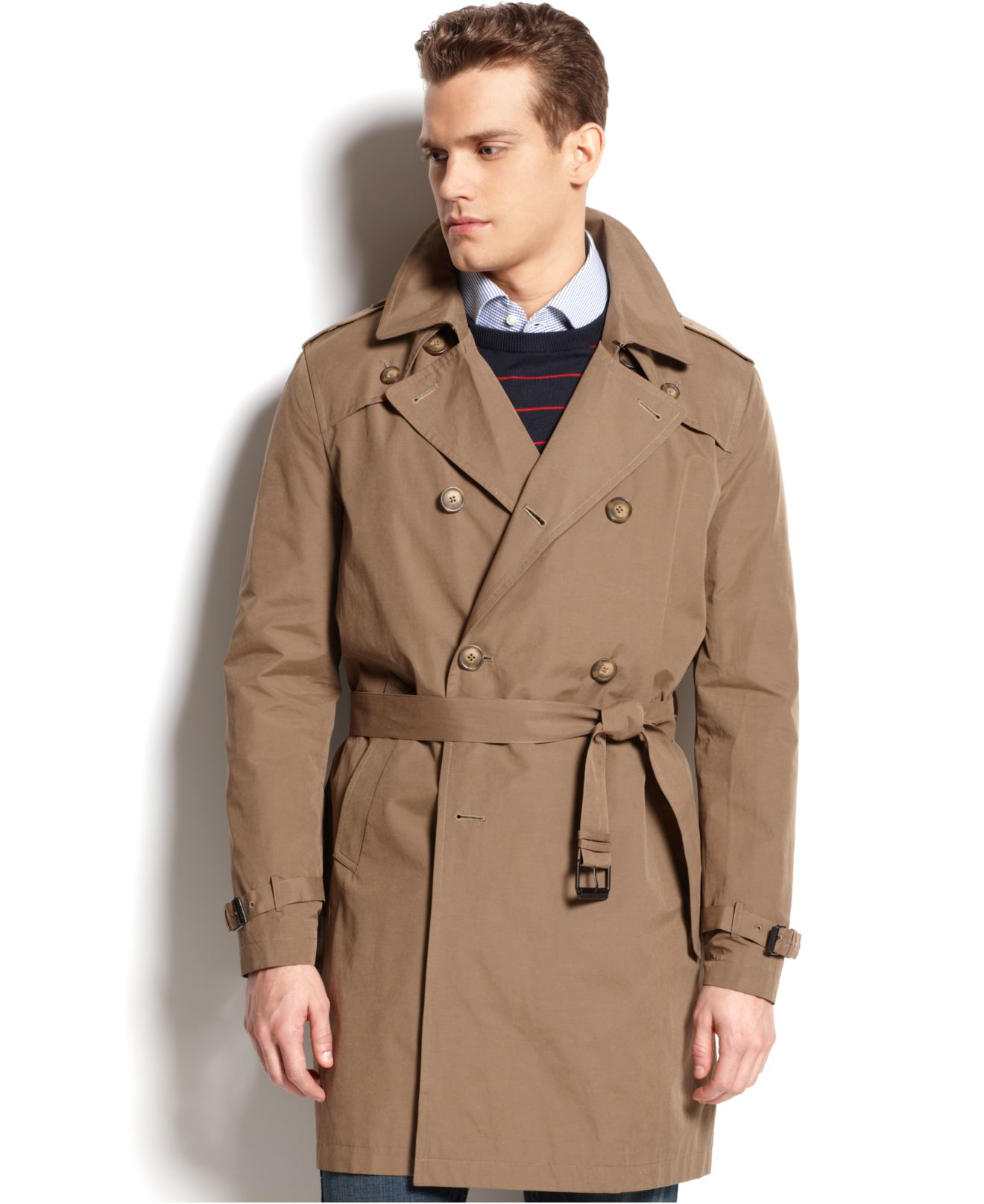 Lyst - Tommy Hilfiger Double-breasted Belted Trench Coat in Natural for Men