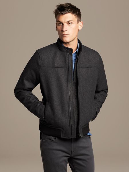 Banana Republic Charcoal Wool Zip Jacket in Gray for Men (Charcoal) | Lyst