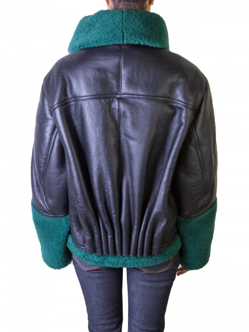 Kenzo Black And Green Leather Jacket in Green | Lyst