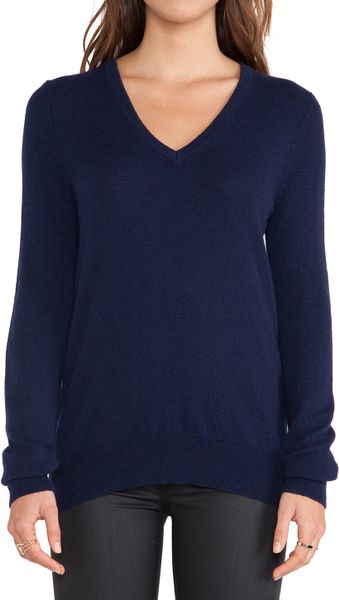 Equipment Cecile V Neck Sweater in Blue (Peacoat) | Lyst