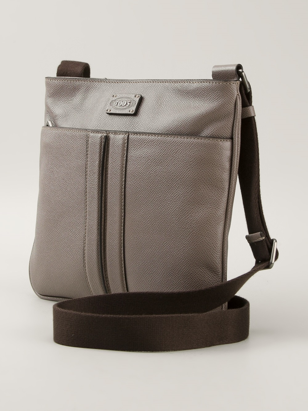 Lyst Tod'S Striped Detail Messenger Bag in Natural for Men