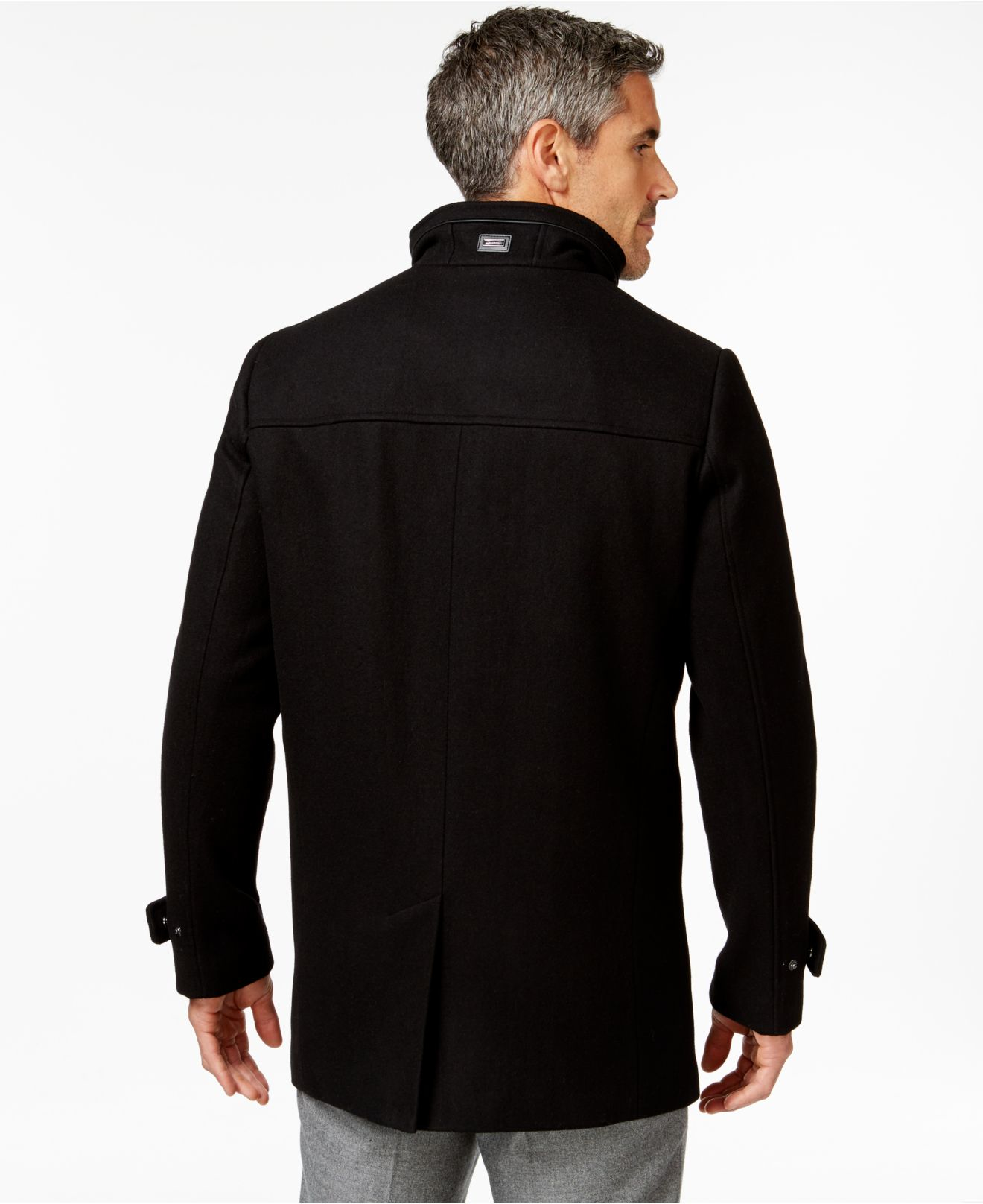 Lyst - Calvin Klein Melton Wool-blend Coat in Black for Men