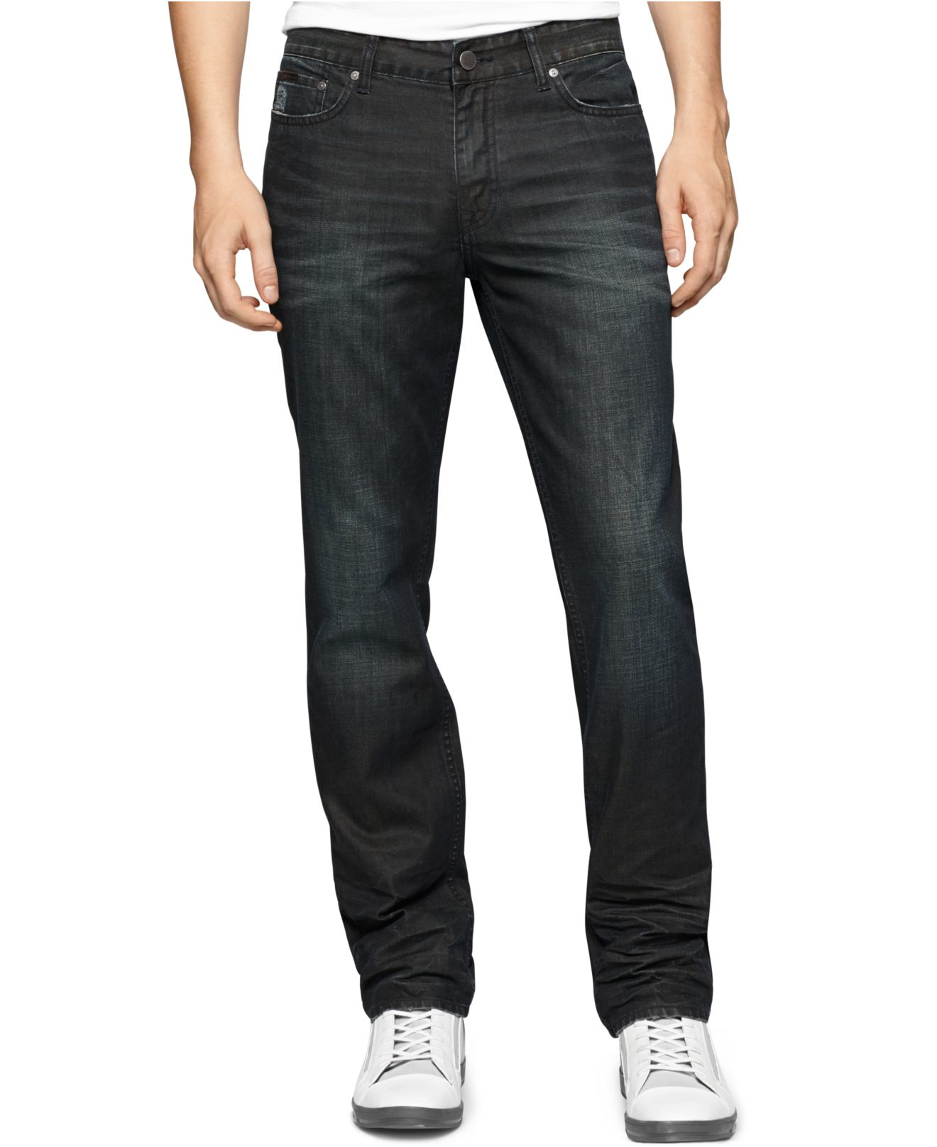 Calvin klein jeans Velocity Slim-fit Straight-leg Jeans in Black for ...