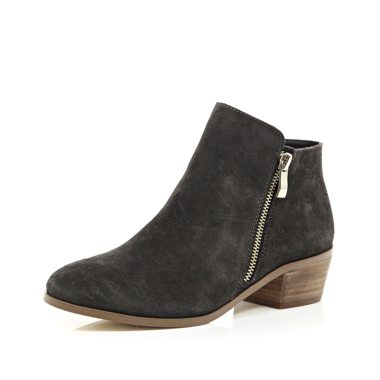 Suede zipper boots