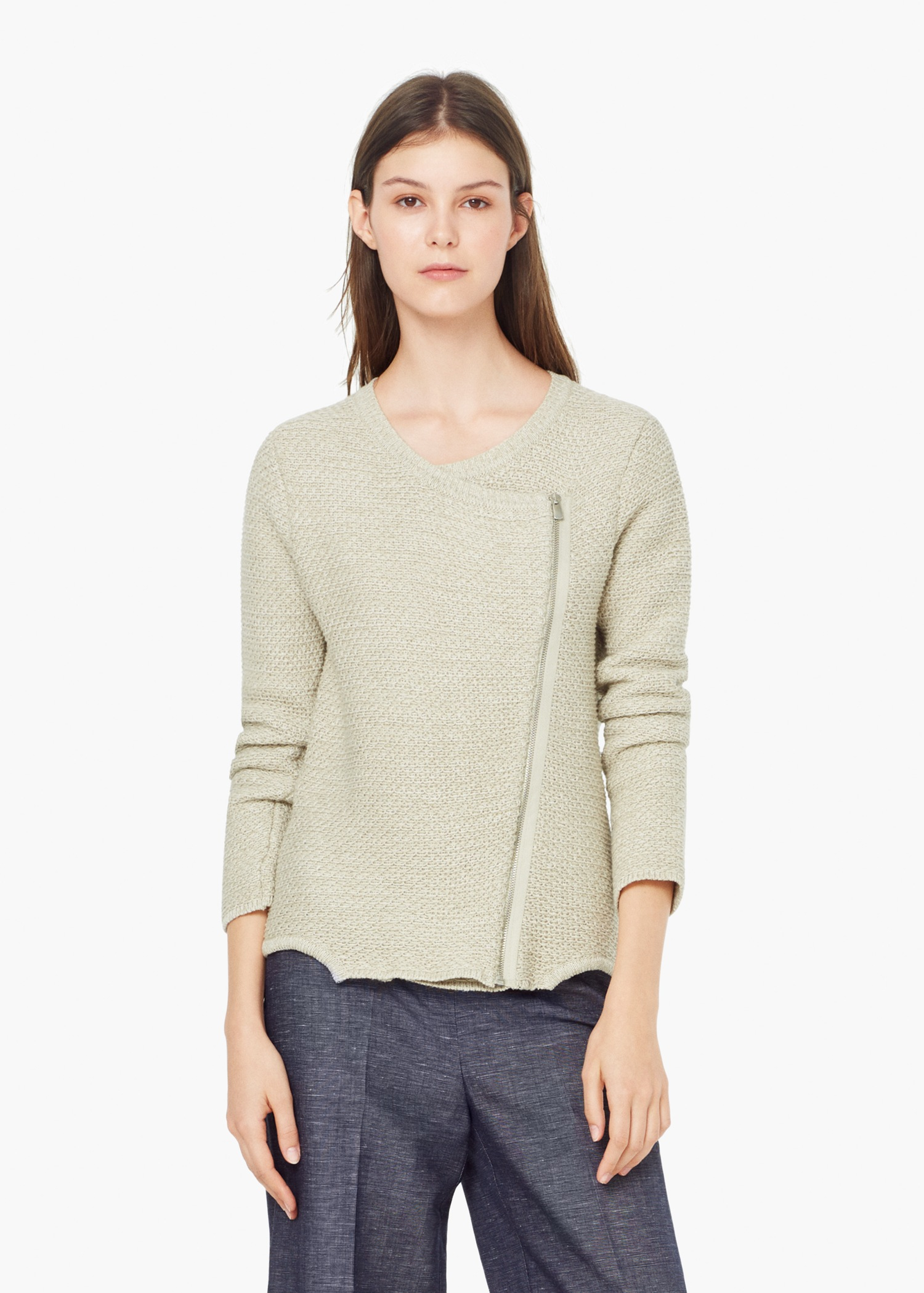 Lyst - Mango Asymmetric Fastening Cardigan in Gray