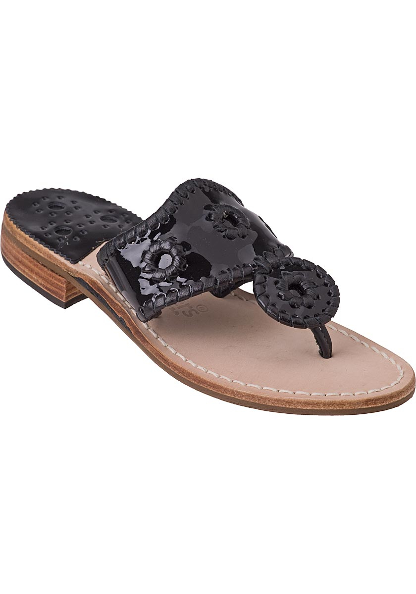 Jack rogers Thong Sandal Black Patent in Black | Lyst