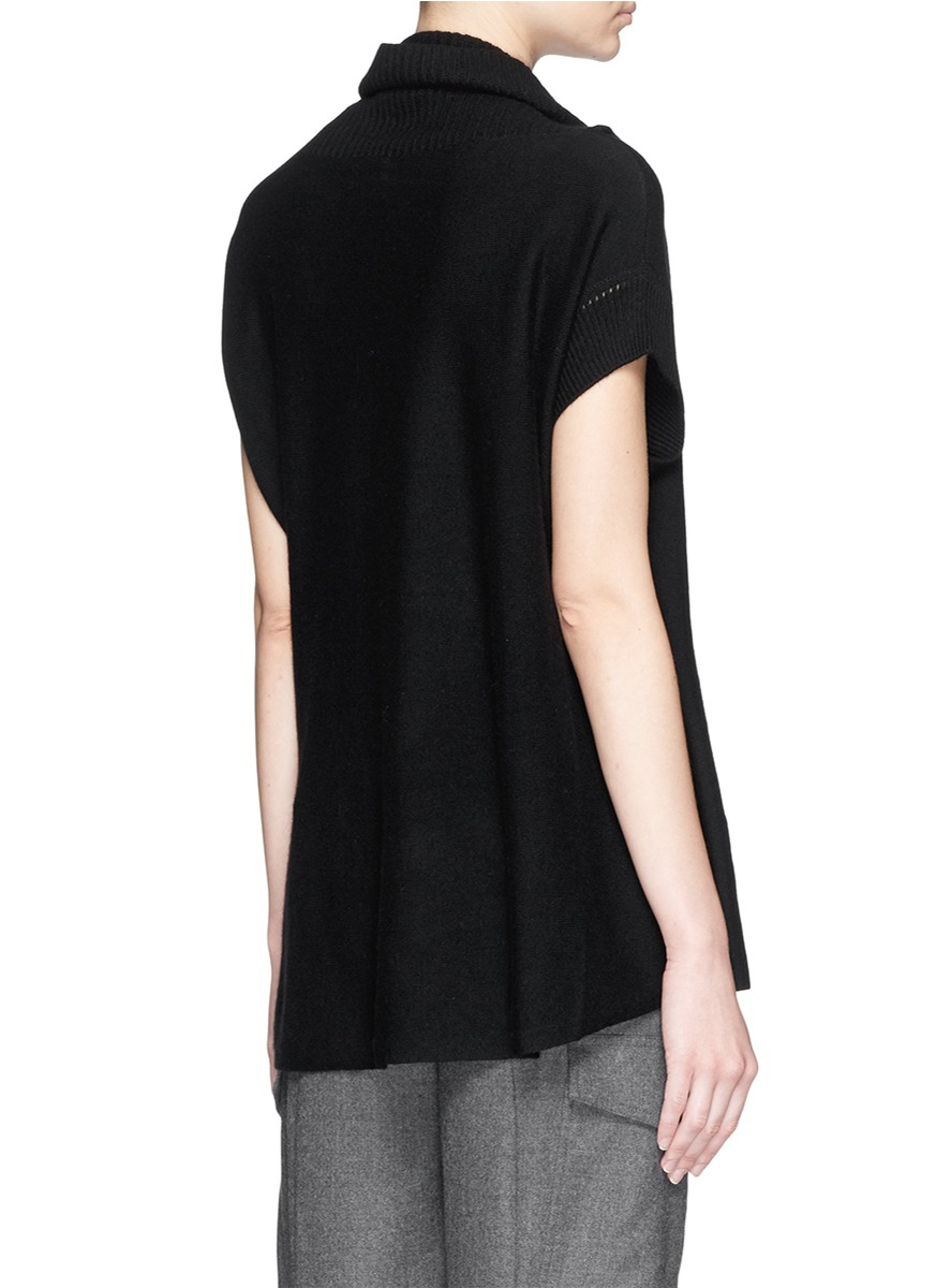 Vince Cowl Neck Cashmere Sleeveless Sweater in Black | Lyst