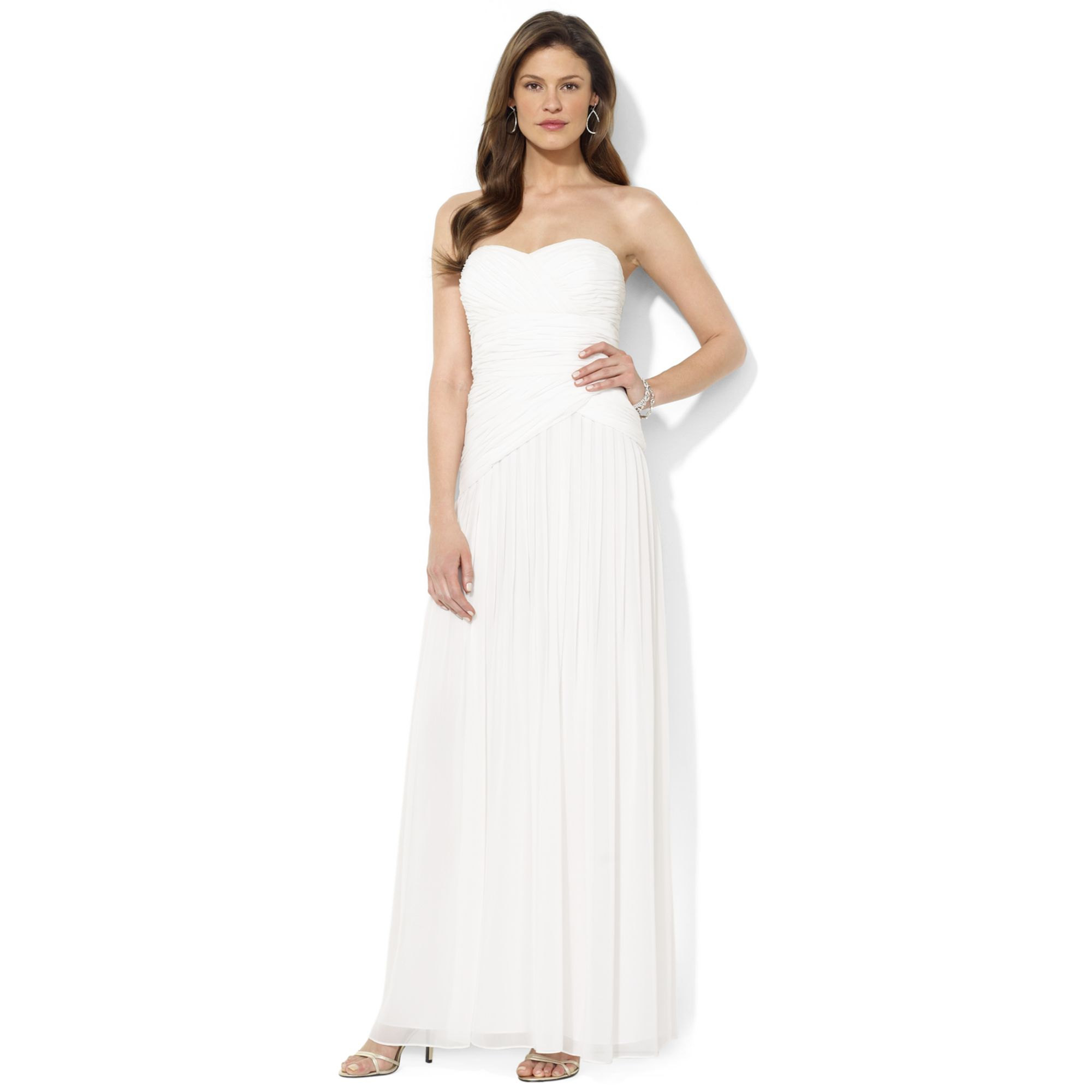 Lauren By Ralph Lauren Strapless Evening Gown in White (Lauren White ...
