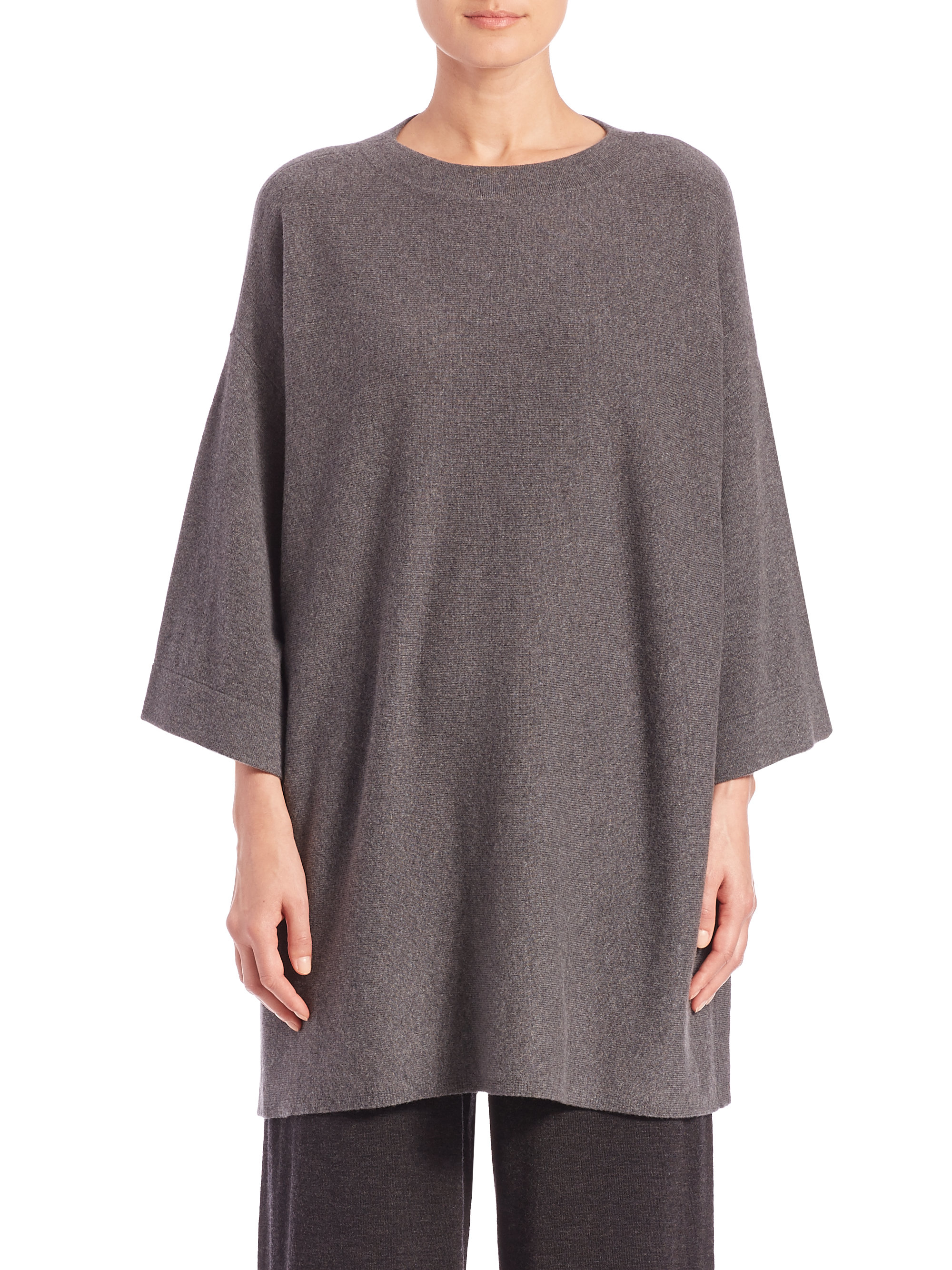 Lyst - Eileen Fisher Wool Dolman-sleeve Top in Gray