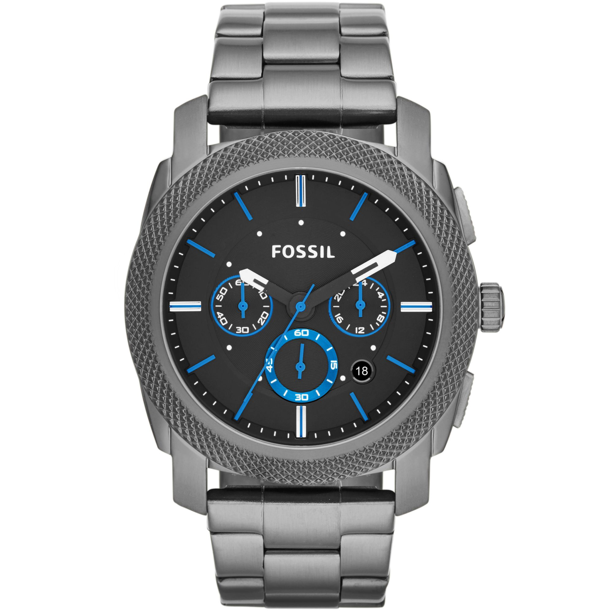 Fossil Men'S Chronograph Machine Smoke-Tone Stainless Steel Bracelet ...