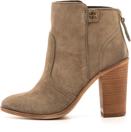 Tory Burch Leena Suede Mid Heel Booties in Beige (Briar Wood) | Lyst