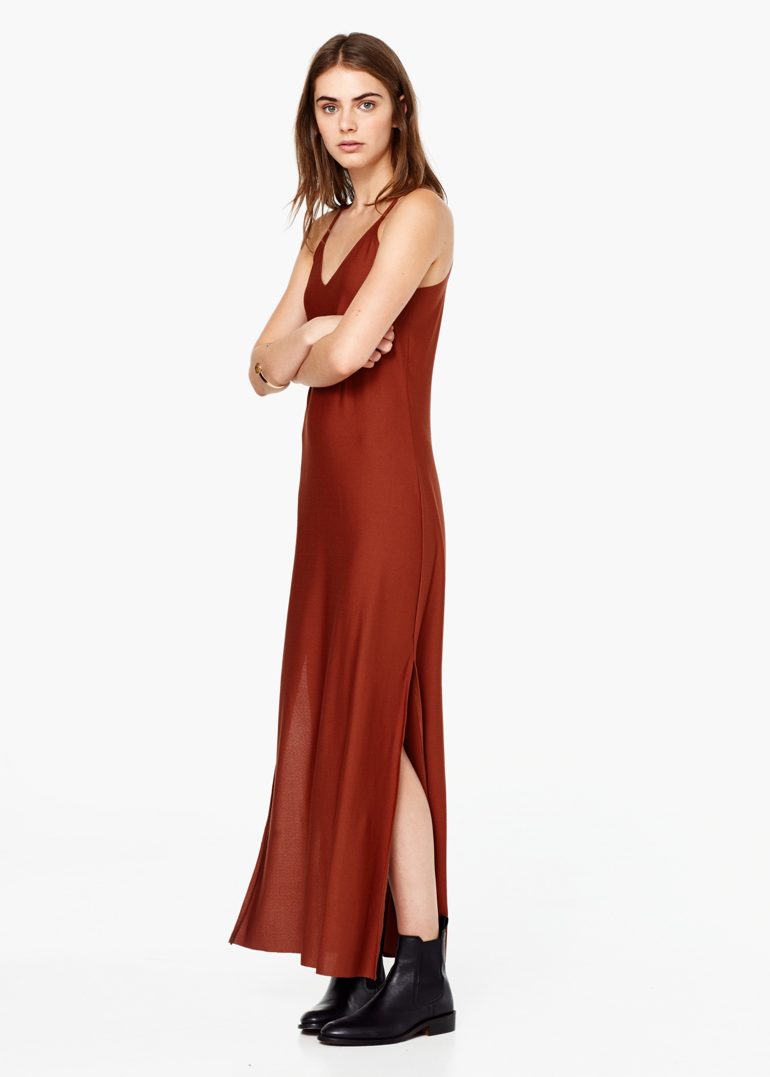 Lyst Mango Side Slit Gown in Orange