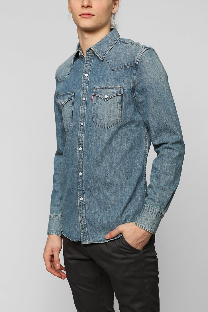 Levi's Barstow Stonewashed Western Shirt in Blue for Men (LIGHT BLUE ...