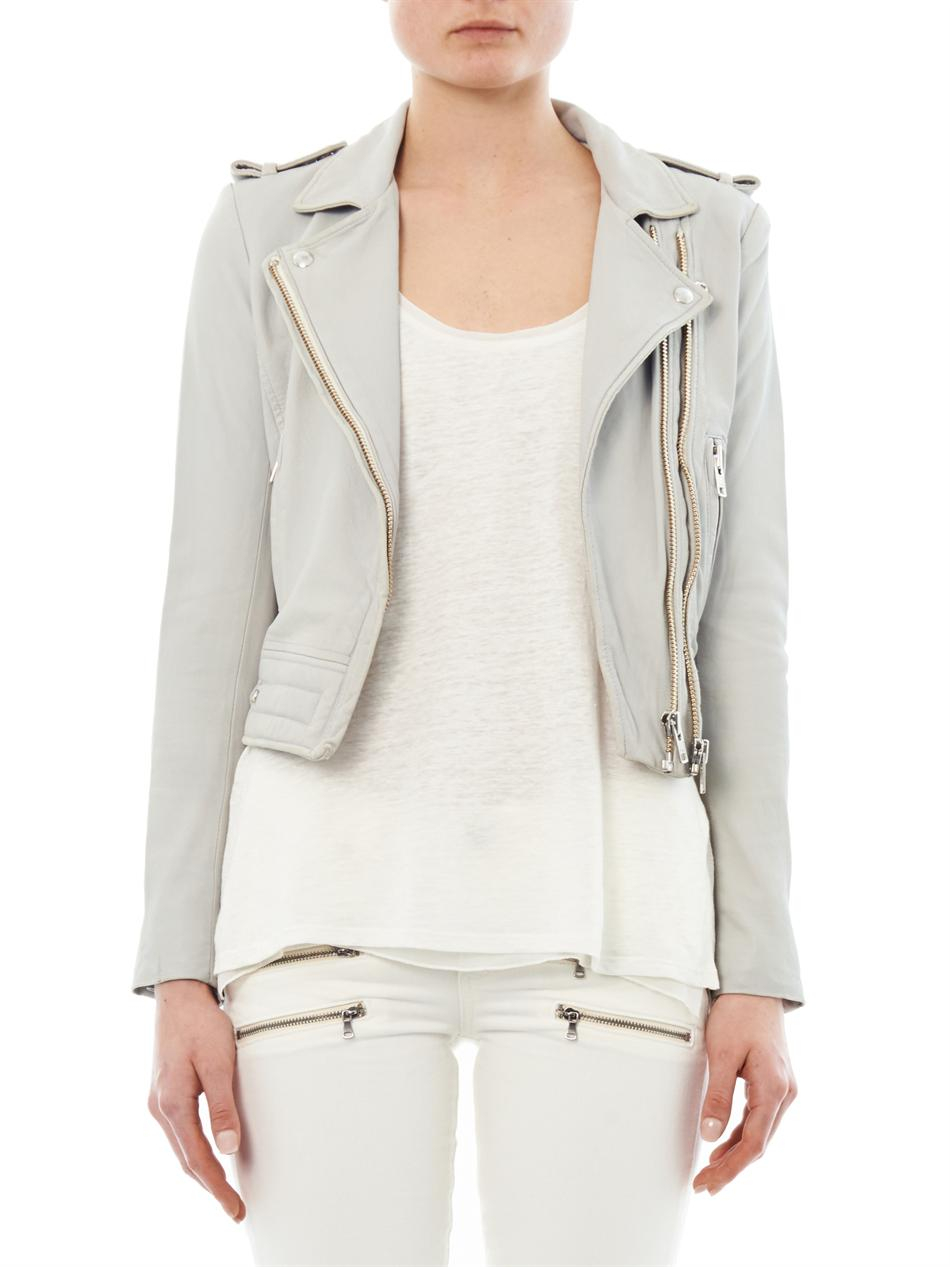 Lyst Iro Luiga Leather Biker Jacket In Gray Gallery