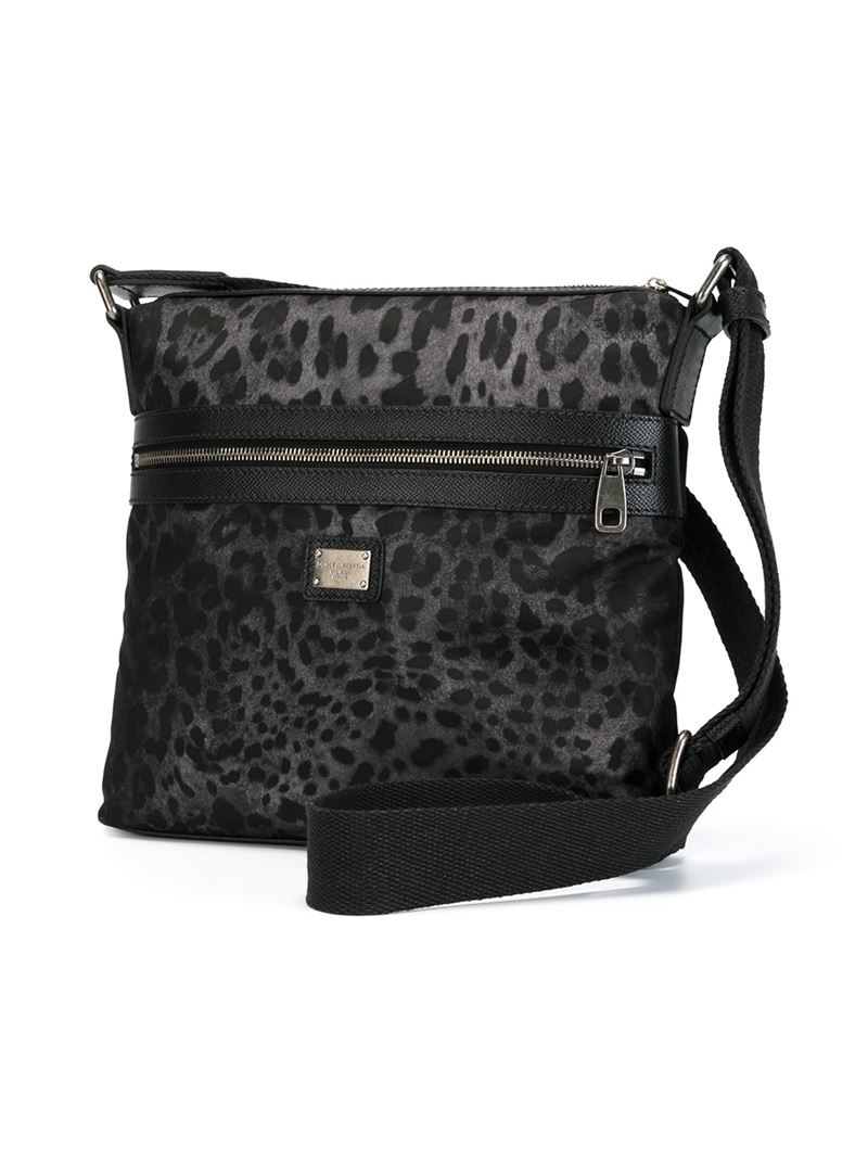 Dolce Gabbana Leopard Print Shoulder Bag In Gray For Men Lyst Gallery