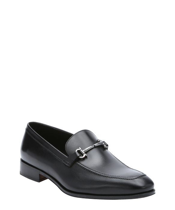 Ferragamo Black Leather \u0026#39;fenice\u0026#39; Gancini Detail Loafers in Black ...