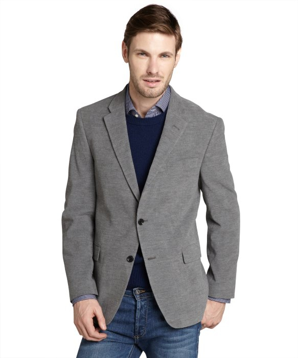 Lyst - Tommy Hilfiger Grey Cotton Corduroy Two Button Blazer in Gray ...