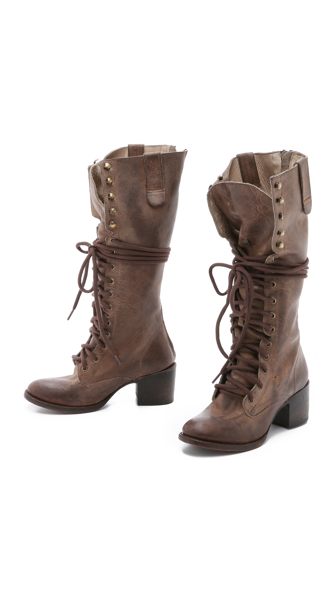 Freebird By Steven Grany Lace Up Boots - Stone in Gray - Lyst