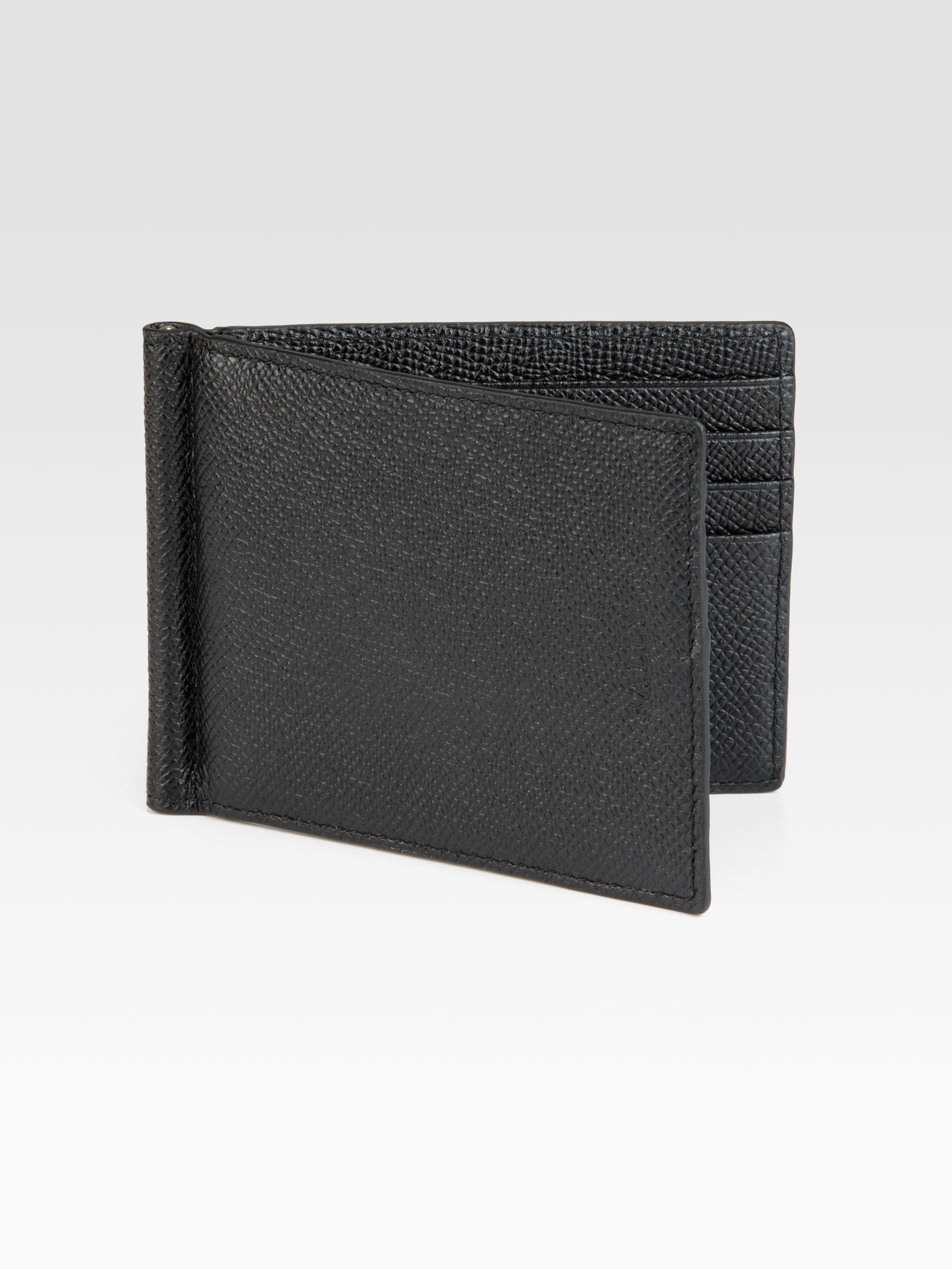 Lyst Bally Pebbled Leather Money Clip Wallet in Black for Men
