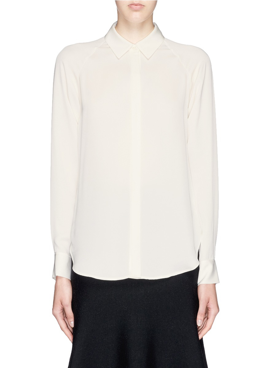 Theory 'lanali' Silk Georgette Shirt in White | Lyst