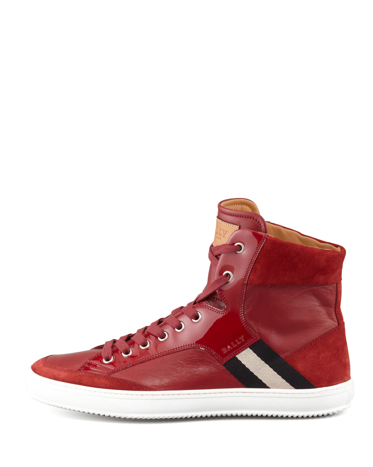 Lyst - Bally Oldani Mixedleather Hightop Sneaker in Red for Men