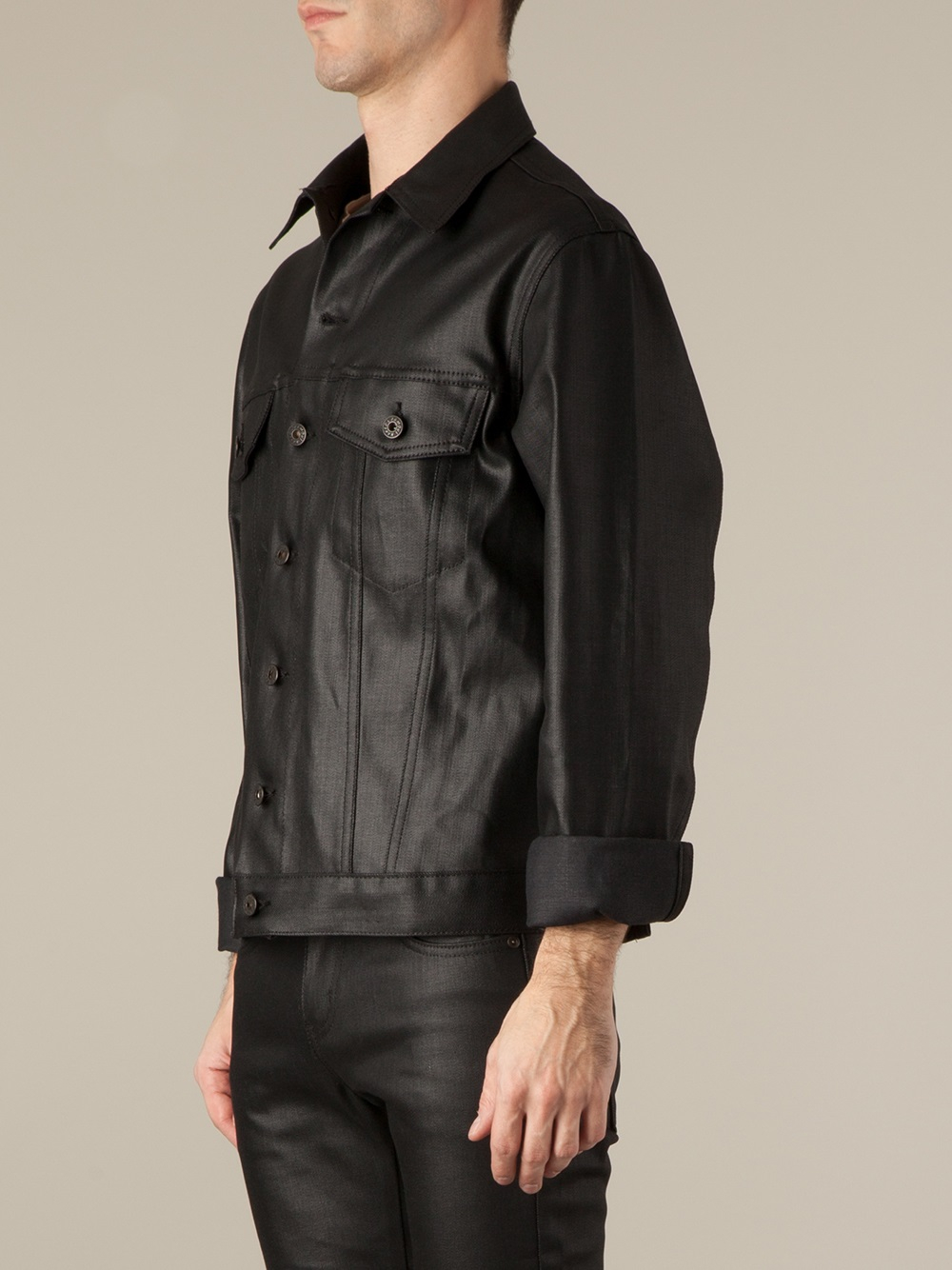 Naked & famous Coated Denim Jacket in Black for Men | Lyst