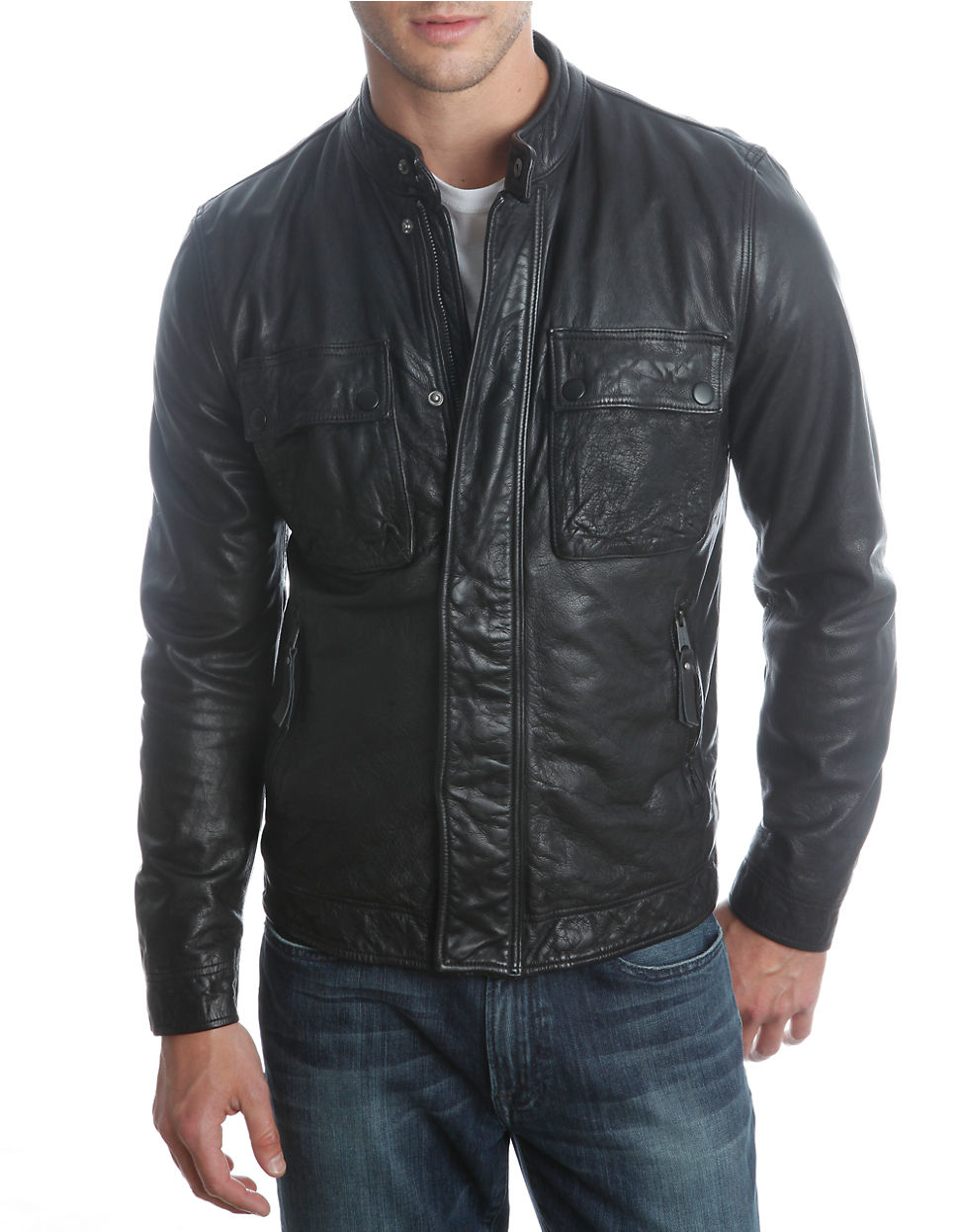 Lucky Brand Ace Leather Jacket In Black For Men Lyst Gallery